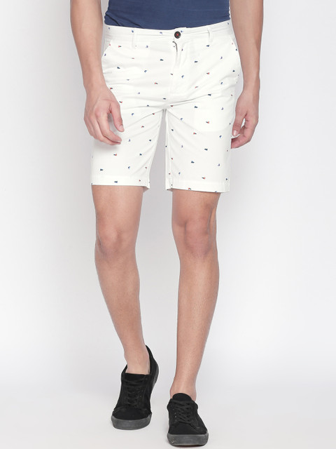 

BYFORD by Pantaloons Men White Printed Slim Fit Regular Shorts