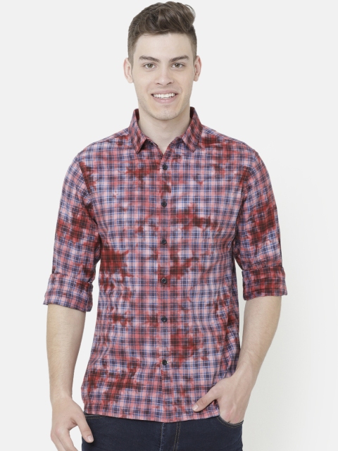 

AweTRend Men Pink Slim Fit Checked Casual Shirt