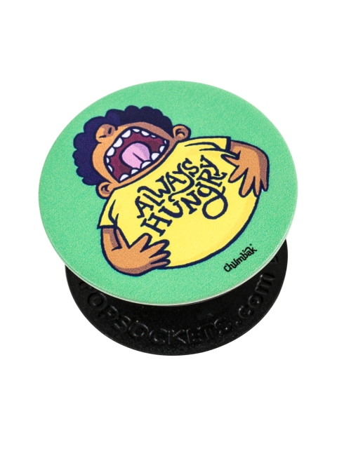 

Chumbak Green & Yellow Printed Always Hungry PopSockets Grip