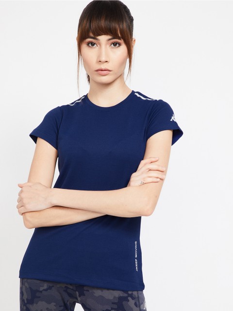 

Kappa Women Navy Blue Solid Round Neck T-shirt