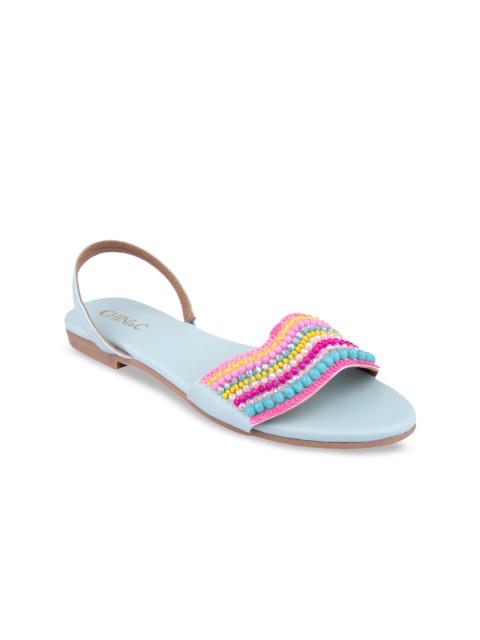 

CHINI C Women Blue Embellished Open Toe Flats