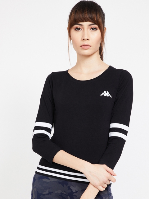 

Kappa Women Black Striped Round Neck T-shirt