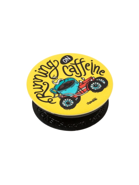 

Chumbak Unisex Yellow & Black Printed Running On Caffeine PopSockets Grip