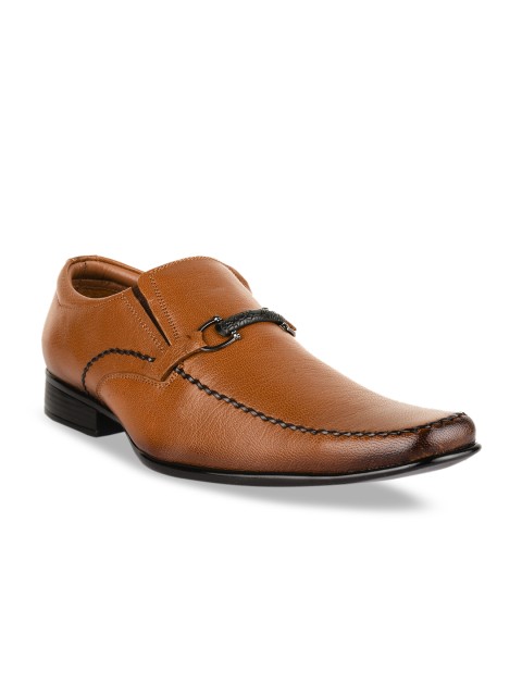 

BuckleUp Men Tan Brown Solid Leather Formal Slip-Ons