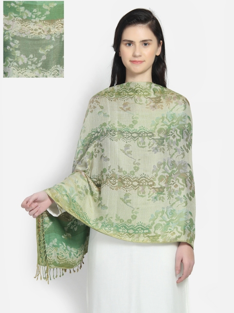 

Anekaant Women Green Woven Design Reversible Shawl