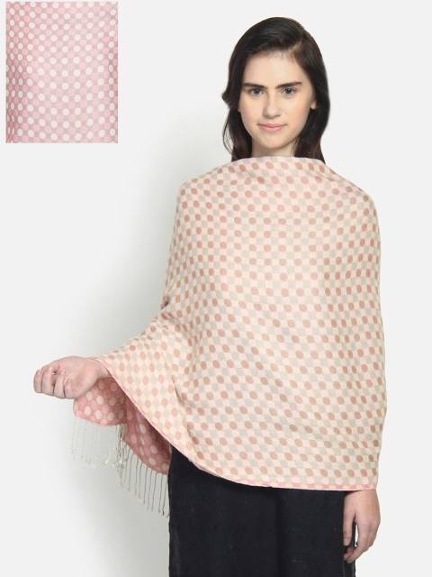 

Anekaant Women Pink & Beige Woven Design Reversible Shawl