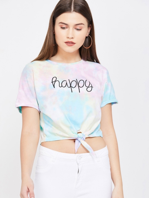 

Ginger by Lifestyle Women Blue Dyed Crop Top
