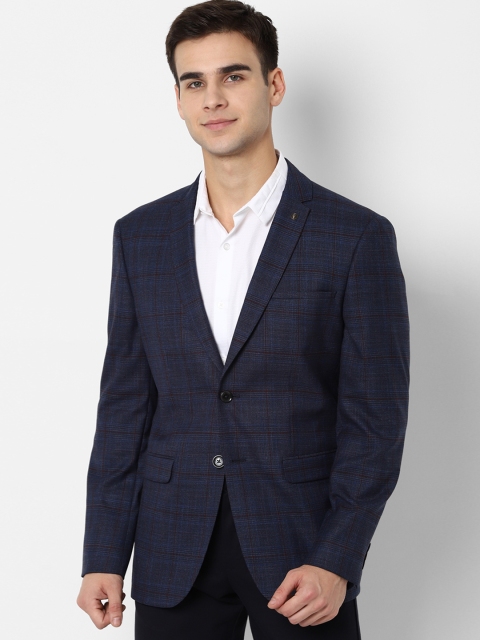 

Solly Sport Men Navy Blue Checked Single-Breasted Blazer