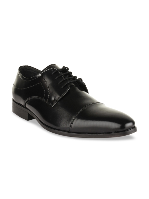 

BuckleUp Men Black Solid Leather Formal Derbys