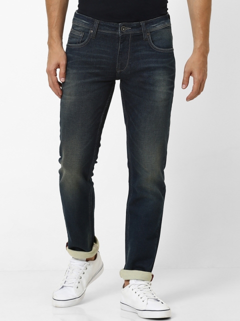 Men Blue Slim Fit Mid-Rise Clean Look Stretchable Knitted Jeans