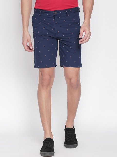 

BYFORD by Pantaloons Men Navy Blue Printed Slim Fit Regular Shorts