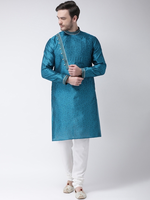 

SG LEMAN Men Turquoise Blue Printed Kurta with Pyjamas