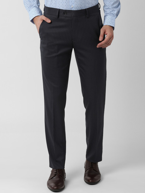 

Peter England Elite Men Grey Slim Fit Solid Regular Trousers