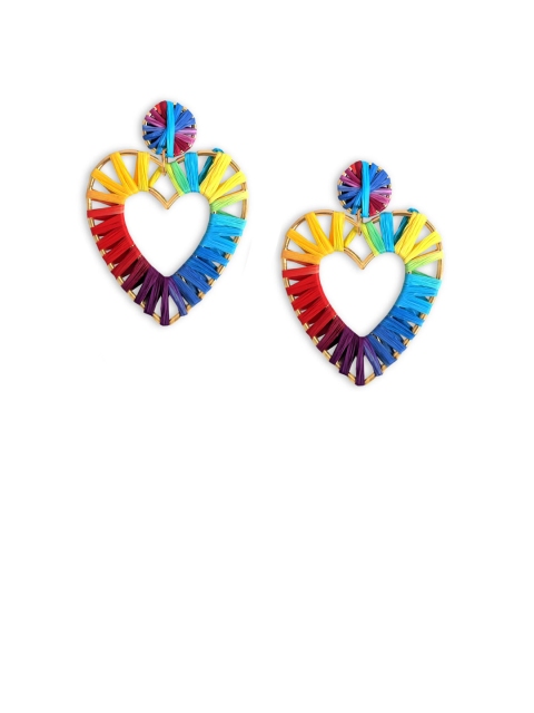 

Foxy Sperks Multicoloured Heart Shaped Drop Earrings, Multi