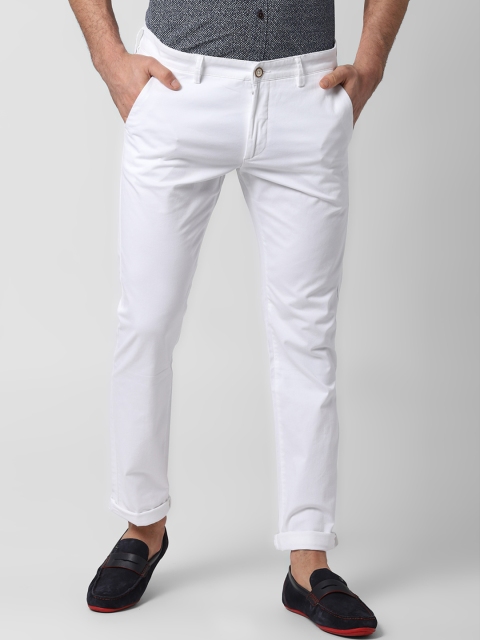 

Peter England Casuals Men White Slim Fit Solid Regular Trousers