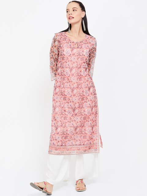 

Melange by Lifestyle Women Pink Printed Straight Kurta