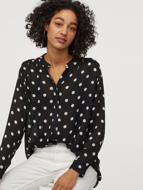 

H&M Women Black & White Chiffon Blouse