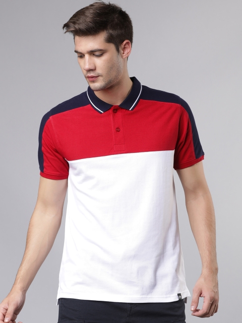 

Ecko Unltd Men Red And White Colourblocked Polo Collar T-shirt