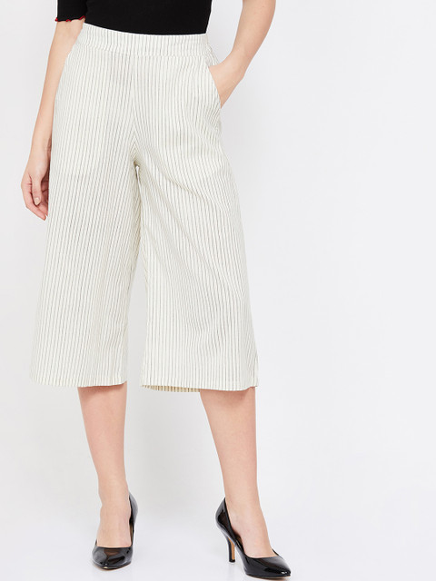 

Melange by Lifestyle Women White & Black Regular Fit Striped Culottes