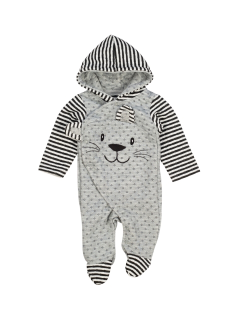 

MeeMee Kids Grey Printed Romper, Grey melange