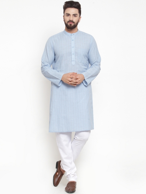 

NEUDIS Men Blue Striped Kurta with Churidar