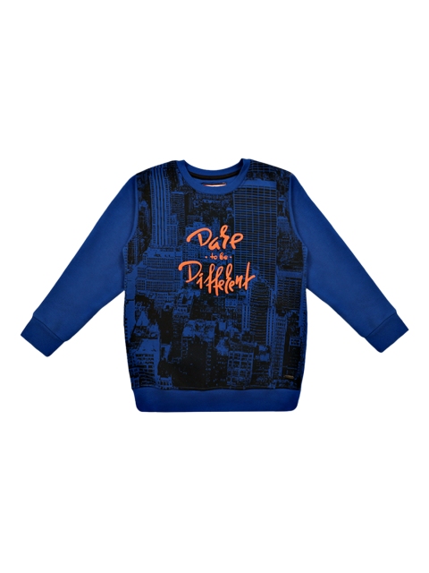 

Lil Tomatoes Boys Blue Printed Fleece Sweatshirt