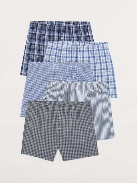

H&M Men 5-Pack Woven Boxer Shorts, Blue