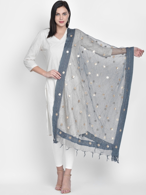 

Dupatta Bazaar Grey & Gold-Toned Embroidered Dupatta