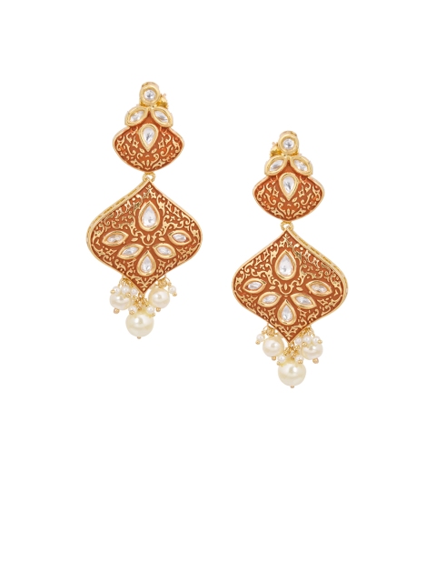 

Tistabene Red & Gold-Plated Enamelled Classic Drop Earrings