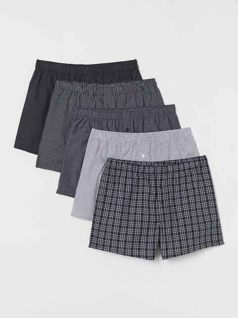 

H&M Men 5-Pack Woven Boxer Shorts, Black