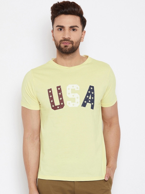 

JUMP USA Men Yellow Printed V-Neck T-shirt