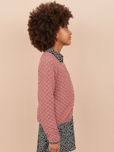 

H&M Girls Pink Textured-Knit Cardigan