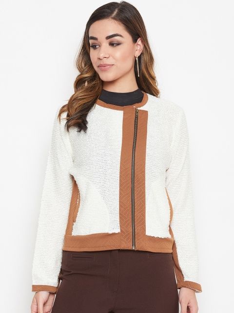 

armure Women Off-White Colourblocked Lightweight Tailored Jacket