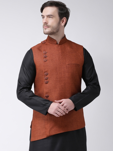 

SG LEMAN Men Rust Brown Solid Nehru Jacket