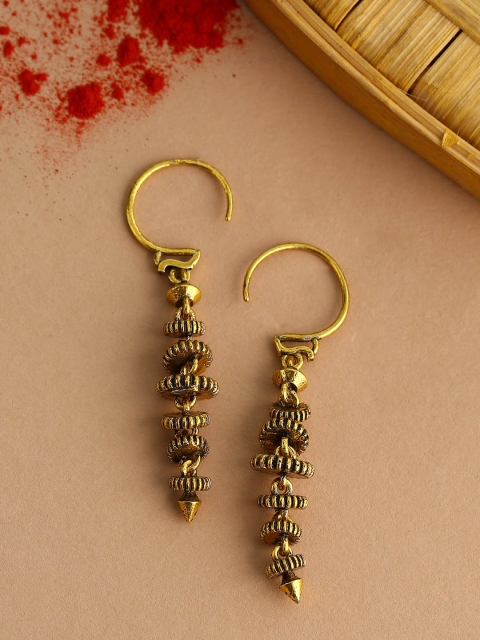 

Voylla Gold-Toned Oxidised Classic Drop Earrings
