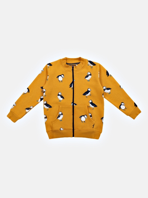 

Lil Tomatoes Boys Mustard Yellow Printed Fleece Sweatshirt
