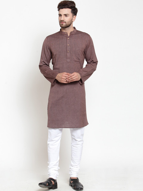 

NEUDIS Men Taupe Solid Kurta with Churidar
