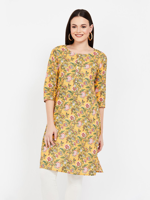 

Melange by Lifestyle Women Mustard & Green Printed Straight Kurta