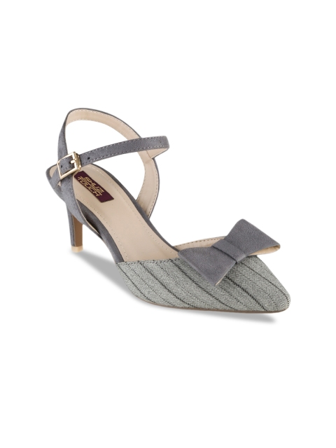 

SHUZ TOUCH Women Grey Woven Design Pumps