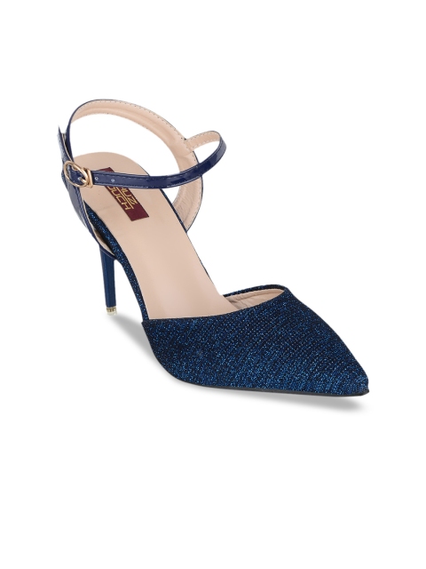 

SHUZ TOUCH Women Navy Blue Woven Design Heels