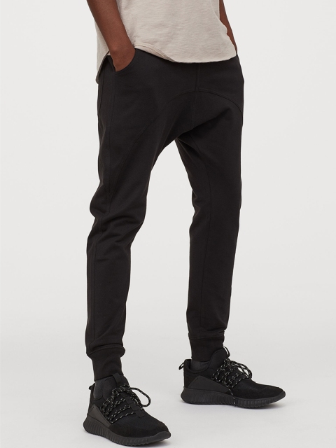 

H&M Men Black Solid Low-Crotch Sweatpants