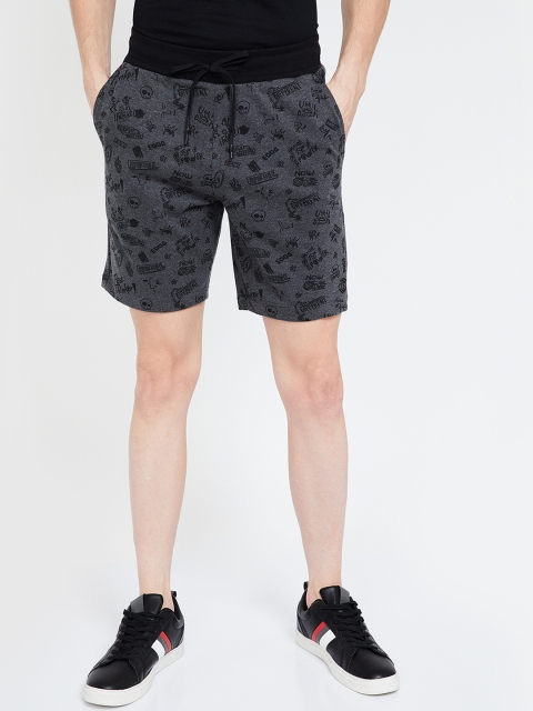 

Forca by Lifestyle Men Grey Printed Slim Fit Regular Shorts