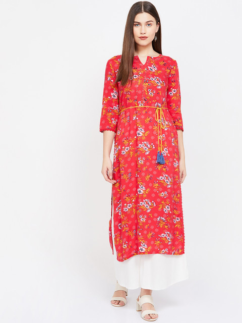 

Colour Me by Melange Women Red Printed Straight Kurta