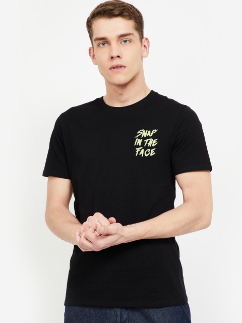 

Forca by Lifestyle Men Black Printed Round Neck T-shirt