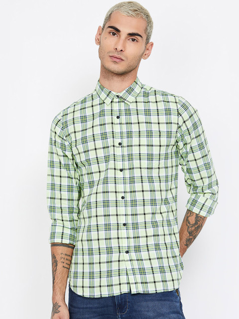 

Forca by Lifestyle Men Green Slim Fit Checked Casual Shirt