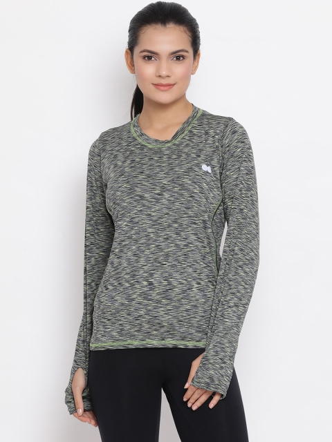 

Clovia Women Green & Grey Printed Round Neck T-shirt