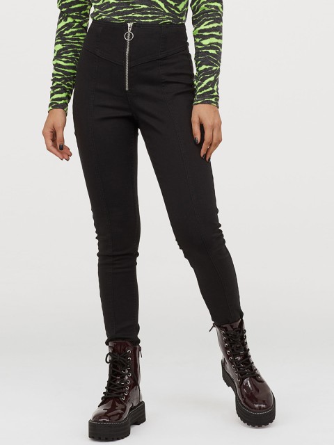 

H&M Women Black Twill Trousers High Waist