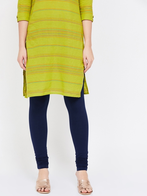 

Melange by Lifestyle Women Navy Blue Solid Churidar-Length Leggings