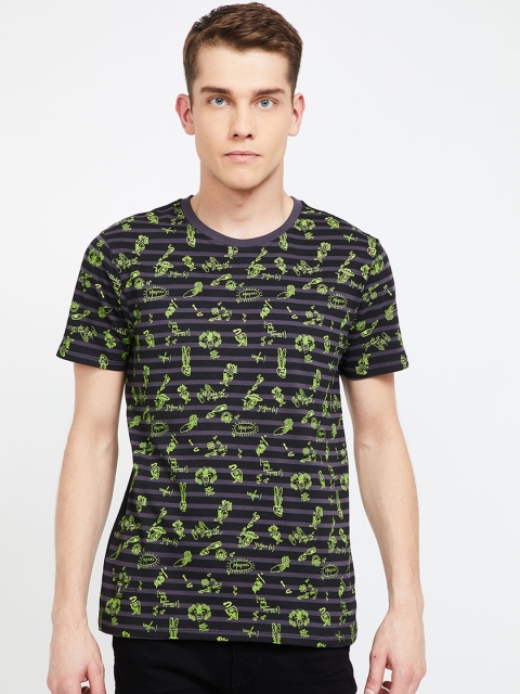 

Forca by Lifestyle Men Black & Green Printed Round Neck T-shirt