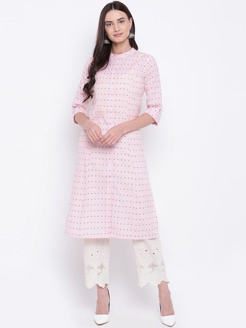 

Be Indi Women Pink Printed Straight Kurta